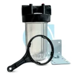 Portafiltro 4.5x10 conexión 1-1/2" transparente con purga NW-BR10M-PET-1.5"