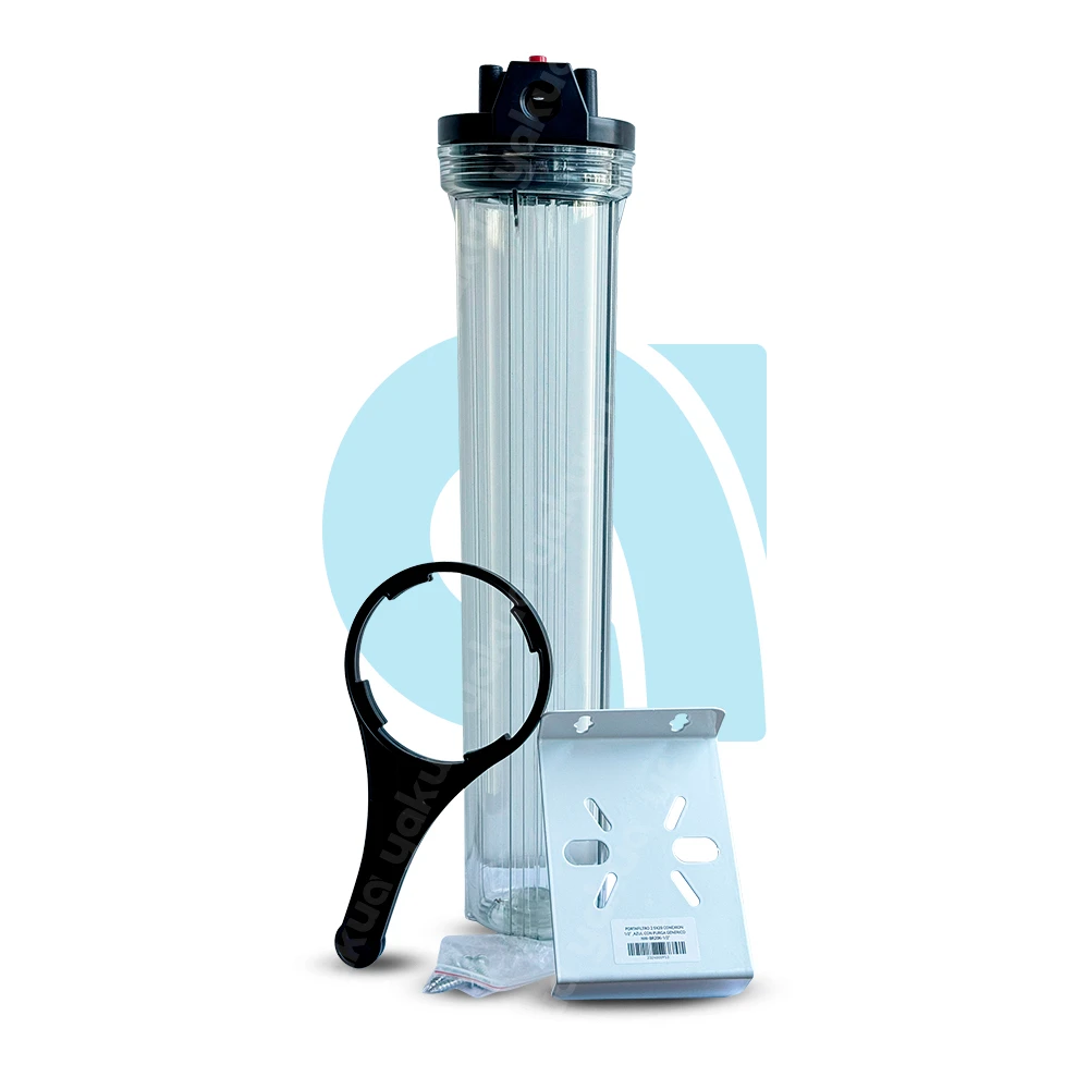 2-Portafiltro-2.5x20-conex-1-2-Transparente Portafiltro 2.5×20 Transp. con Purga conex. 1/2"